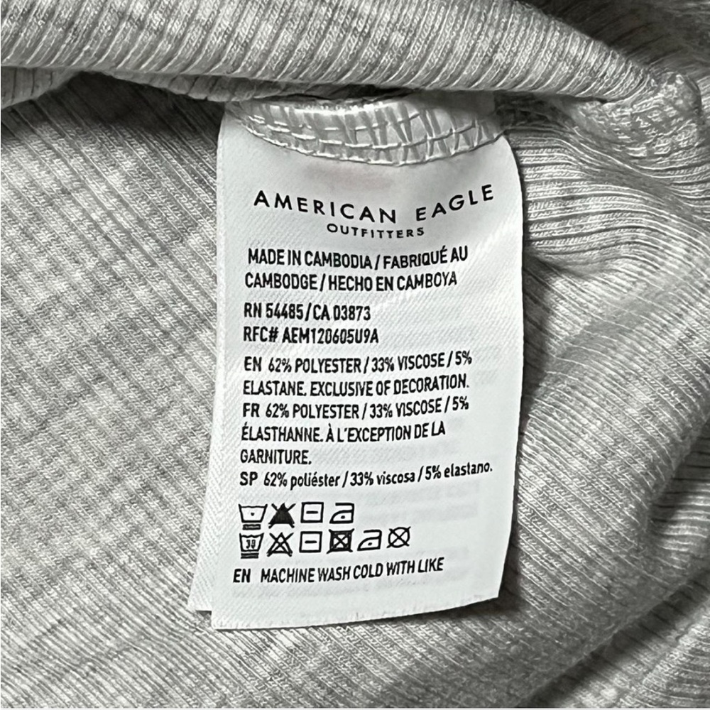 American Eagle Outfitters Heather Gray Long Sleeve Henley T Shirt - Picture 4 of 5